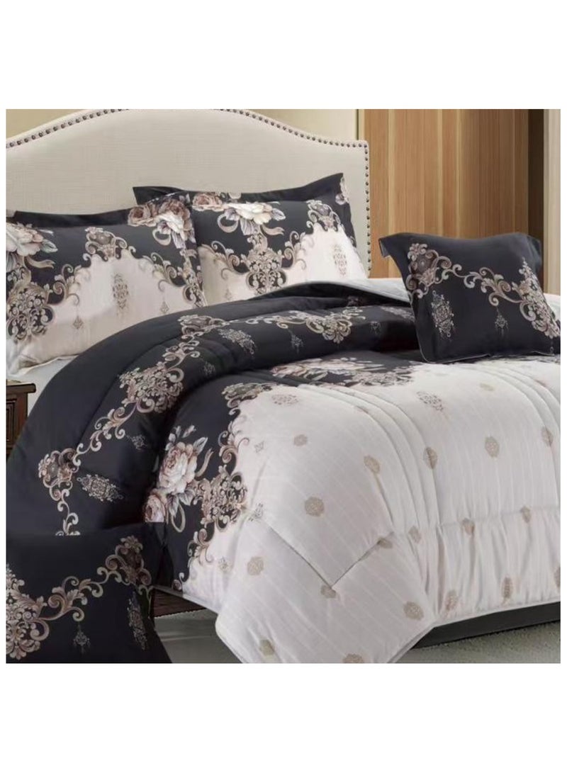 بلو سكاي مفرش سرير نفرين فخم من المايكروفايبر 100% ، غطاء سرير ، قابل للإستخدام على الوجهين، طقم مفارش بحشوة دبل  ، طقم نوم يتكون من 6 قطع ( مفرش بحشوة + شرشف مطاط للمرتبة + واقي مخدة + كيس مخدة + وسادة مربعة + كيس للوسادة المربعة  ) مقاس المفرش 240X260 سم ومقاس المغاط 200x200 سم ( اللون نفس الصورة) - Image 2